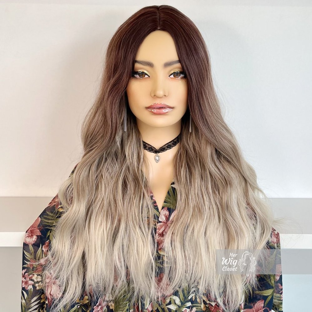 Dark root with ash blonde ombre wig | Blayage Wig | Mothers Day Gift | N…